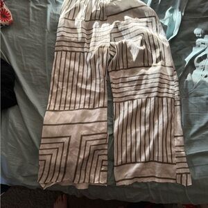 Striped Cream and Black Flare Pants